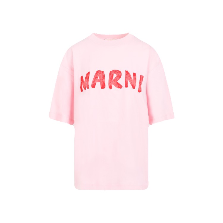 Marni Cinder Rose Cotton T-shirt In Neutrals