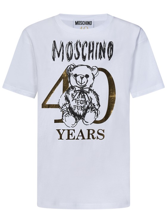 Shop Moschino Oversized White Organic Cotton Jersey T-shirt