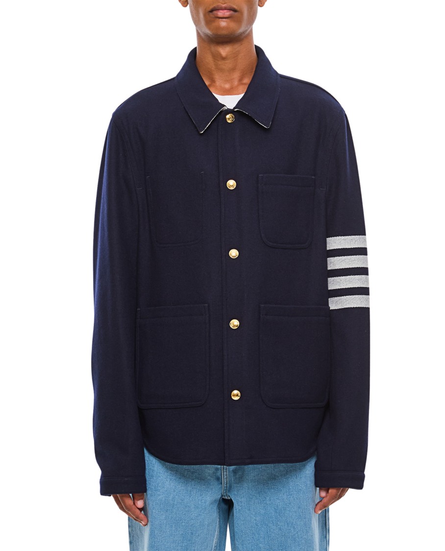 Thom Browne '4-bar Utility' Single-breasted Jacket In Blue
