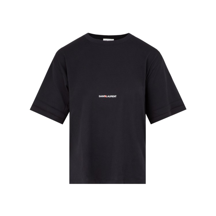 Saint Laurent Black Cotton Logo T-shirt