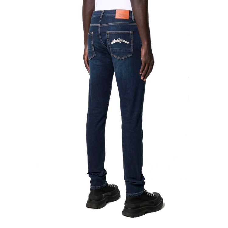 Shop Alexander Mcqueen Blue Denim Jeans In Black