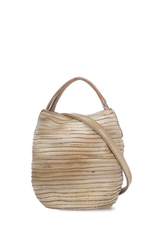 Shop Majo Beige  Calf Leather Hand Bag In Neutrals