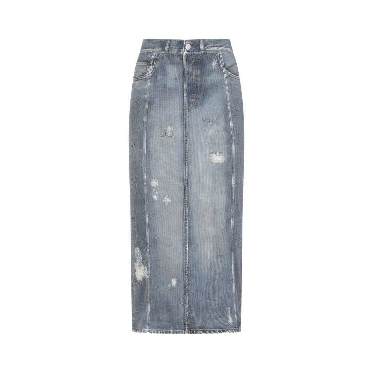 Shop Acne Studios Denim Blue Cotton Skirt In Grey