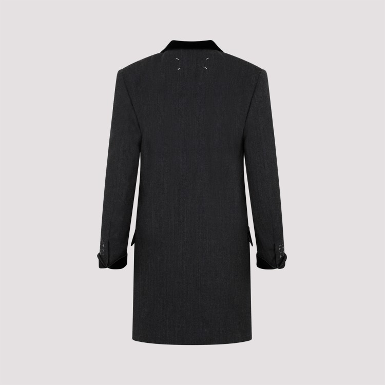 Maison Margiela Charcoal Gray Wool Long Jacket In Black