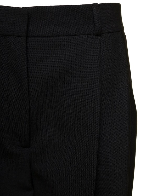 Shop Totême Black Double Pleated Tailored Trousers In Wool Blend