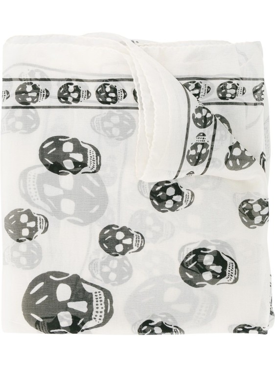 Alexander Mcqueen Chiffon Skull Scarf In White