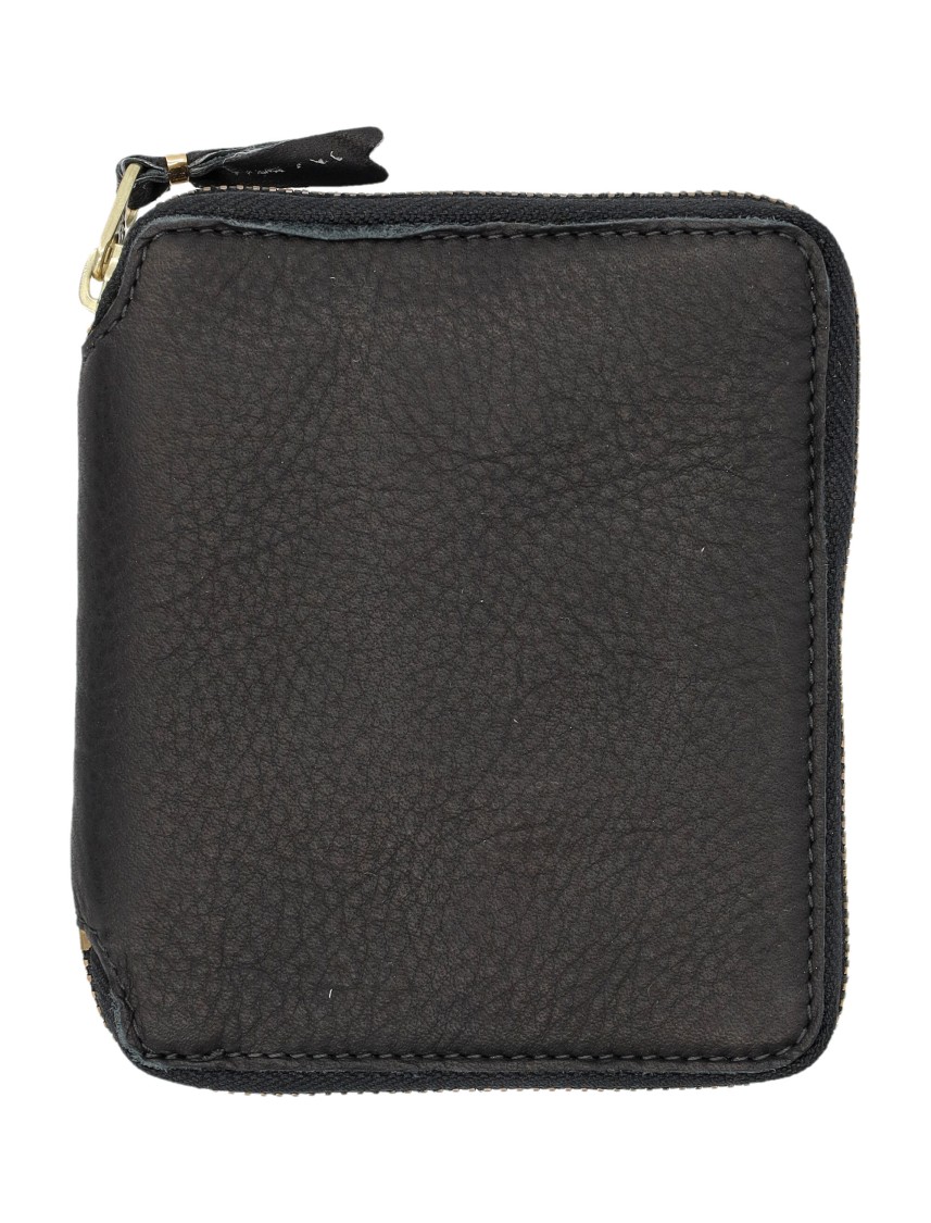 Comme Des Garçons Textured Black Cowhide Zip Wallet In Black