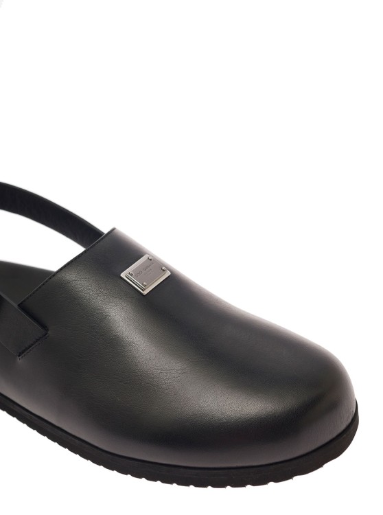 Shop Dolce & Gabbana Black Clogs With Buclkle And Logo Plaque In Smooth Leather