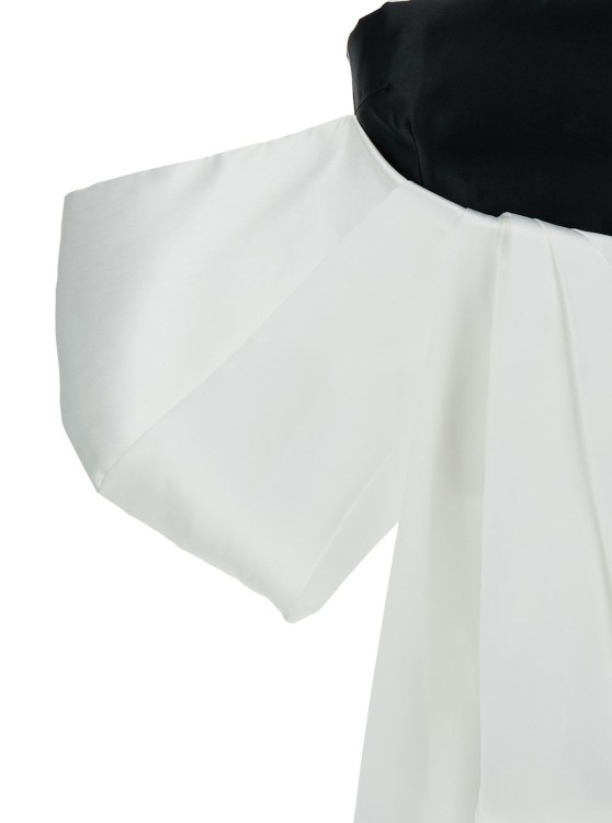 Shop Solace London Nadina' Black And White Top With Bow Detail In Silk