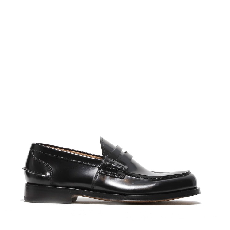 Shop Green George Moccasin In Black Brushed Calfskin With Mask