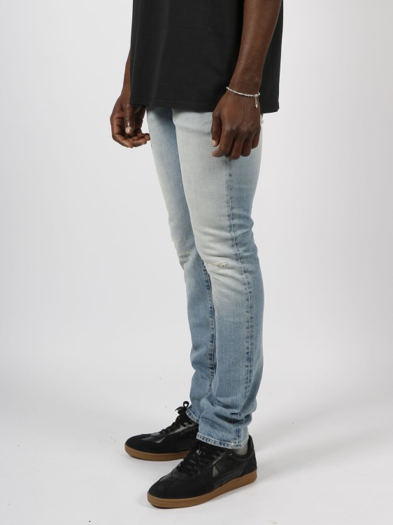 Shop 14bros Bleached Mended Bay Jeans In Blue