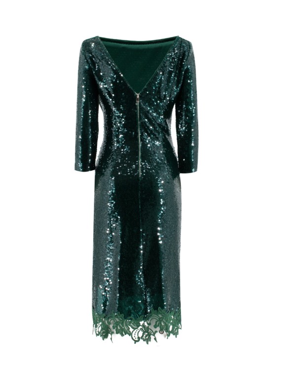 Ermanno Scervino Midi-dress With Sequins Sewn All Over In Green