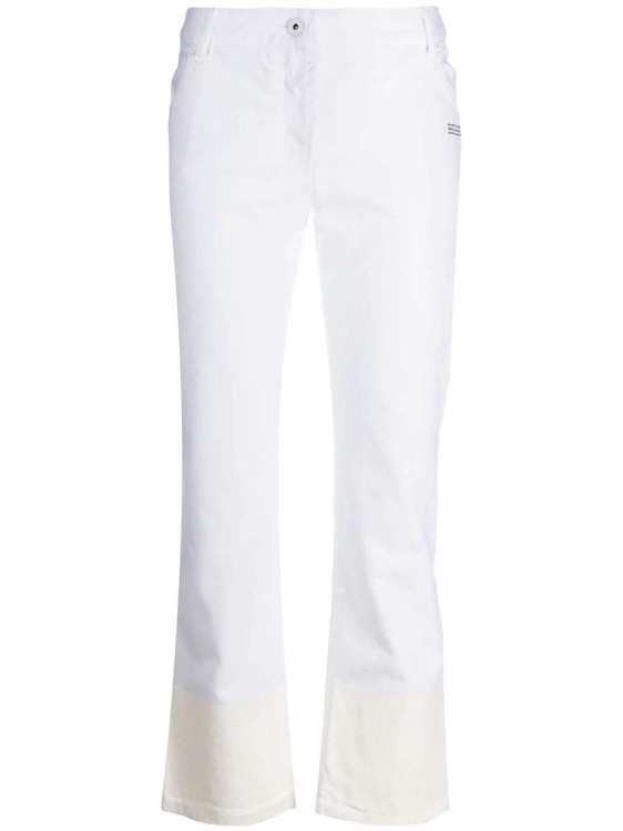 Off-white Contrast Hem Mid-rise Denim Jeans In White