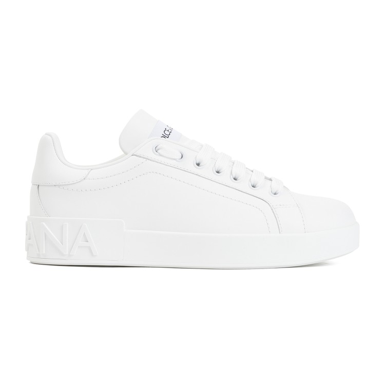 Dolce & Gabbana White Calf Leather Portofino Sneakers