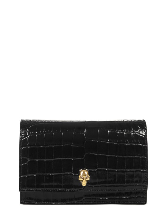 Alexander Mcqueen Small Skull Black Shiny Leather Clutch