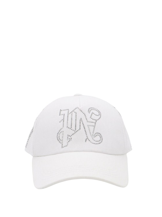 Shop Palm Angels Cotton Hat With Strass Details In White