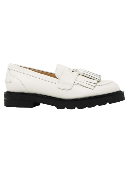 Shop Stuart Weitzman Moccasin In White Leather