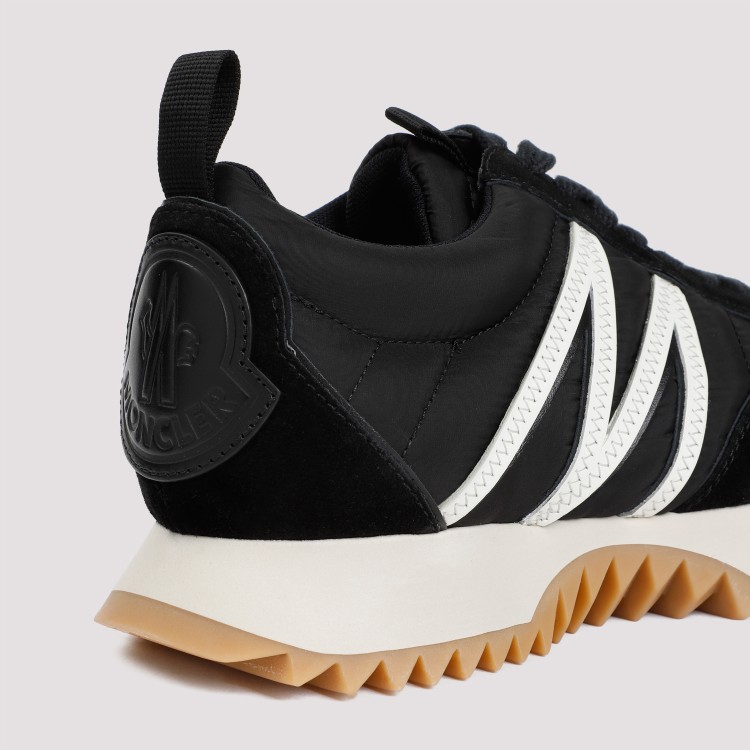 Shop Moncler Pacey Charcoal Suede Leather Sneakers In Black