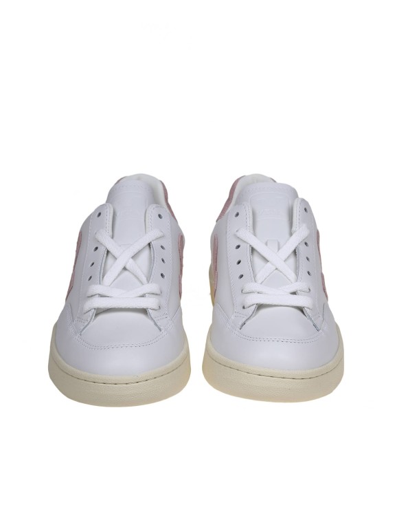 Shop Veja V 12 Sneakers In White/pink Leather
