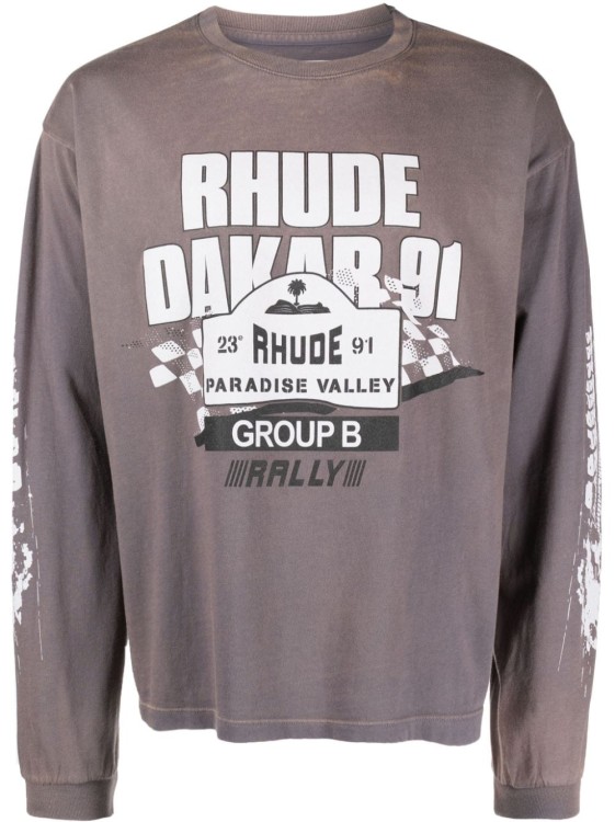 Rhude Dakar 91 Long-sleeve T-shirt In Grey