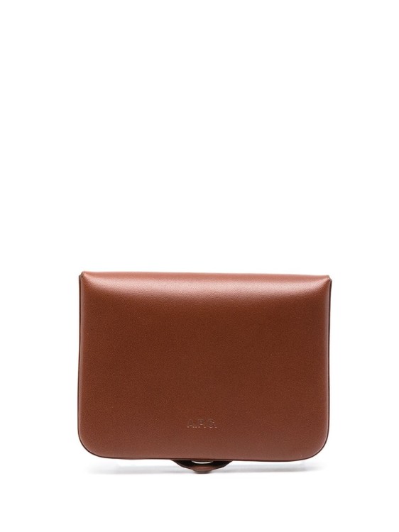 Apc Brown Calf Leather Snap-fastening Leather Wallet In Red