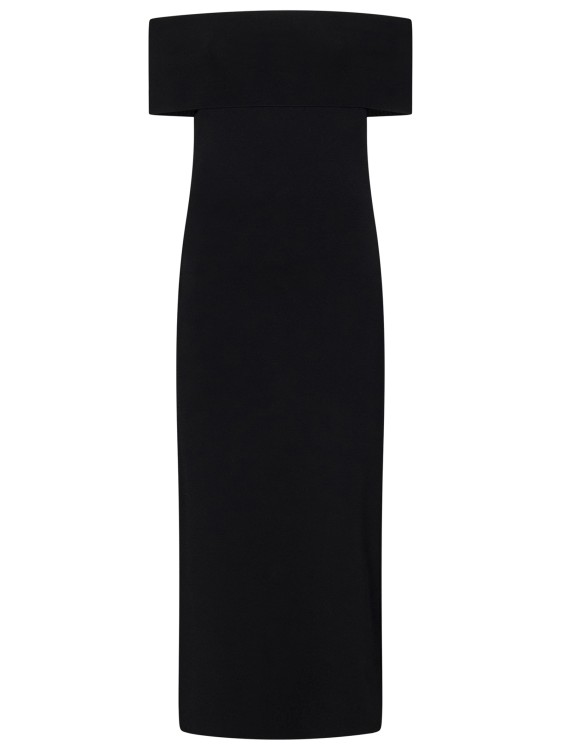 Shop Max Mara Off-the-shoulder Black Knit Midi Dress
