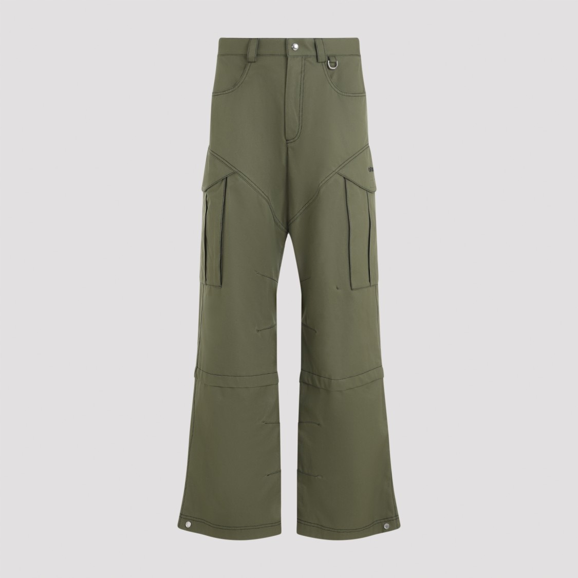 Shop Off-white Army Green Cotton Straight Cargo Pant