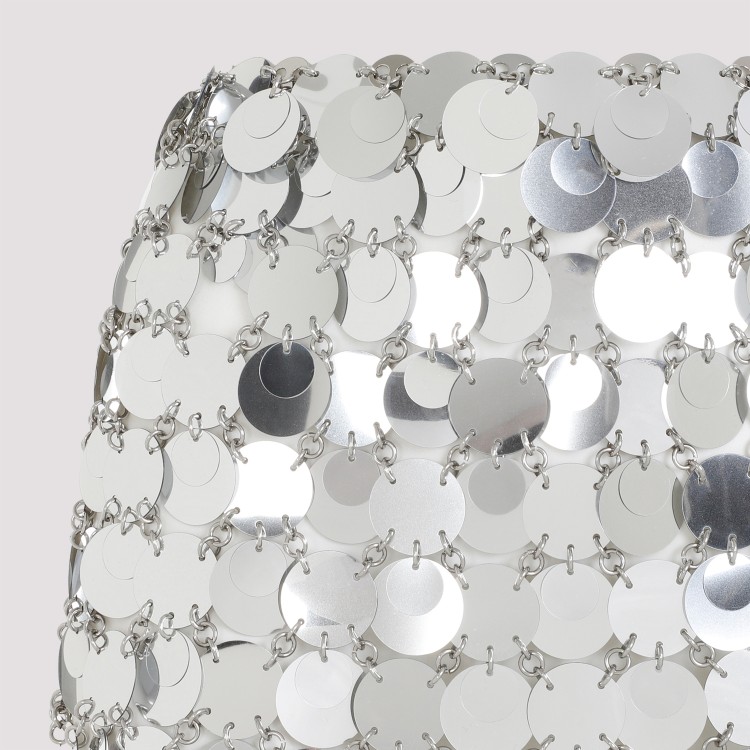 Rabanne Round Sequin Silver Polyester Mini Skirt In White