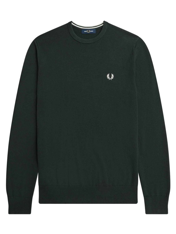 Shop Fred Perry Green Wool And Cotton Sweater