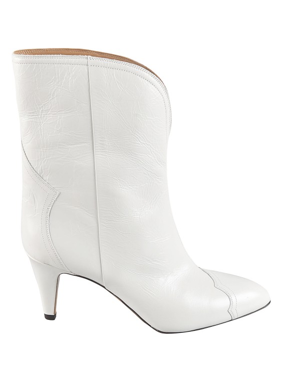 Isabel Marant White Calf Leather Crinkled Boots