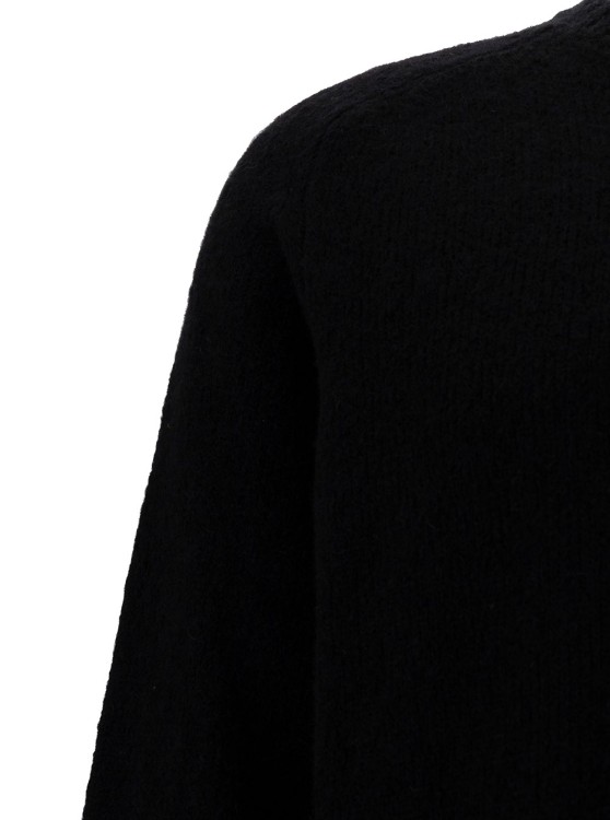 Shop Gaudenzi Black Crewneck Sweater With Ribbed Trims In Alpaca And Wool