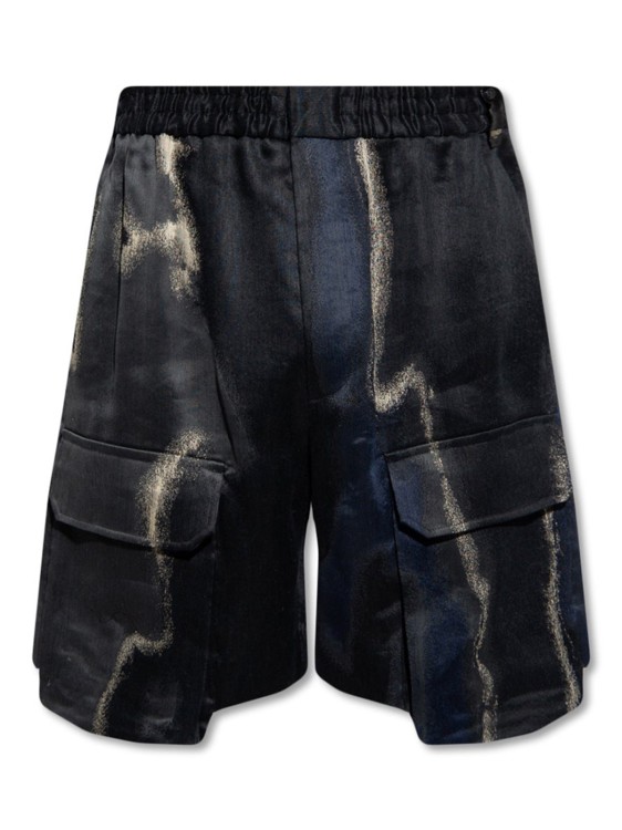 Shop Fendi Linen And Cotton Shorts In Black