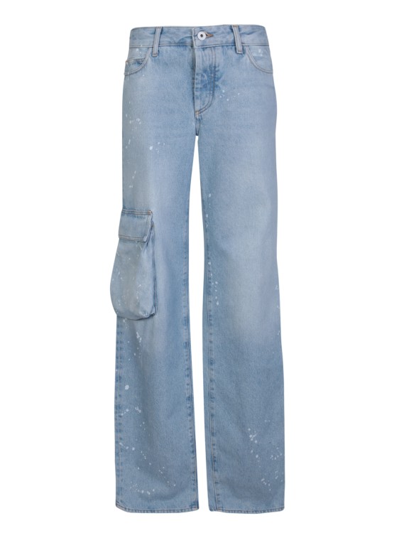 Shop Off-white Light Blue Cotton Cargo Jeans
