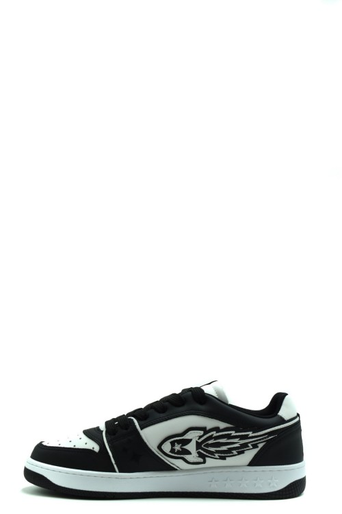 Shop Enterprise Japan White/black Calf Leather Sneakers