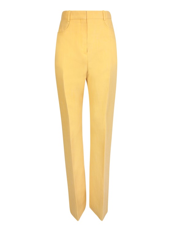 Shop Jacquemus Yellow Linen The Sage Pants Pants