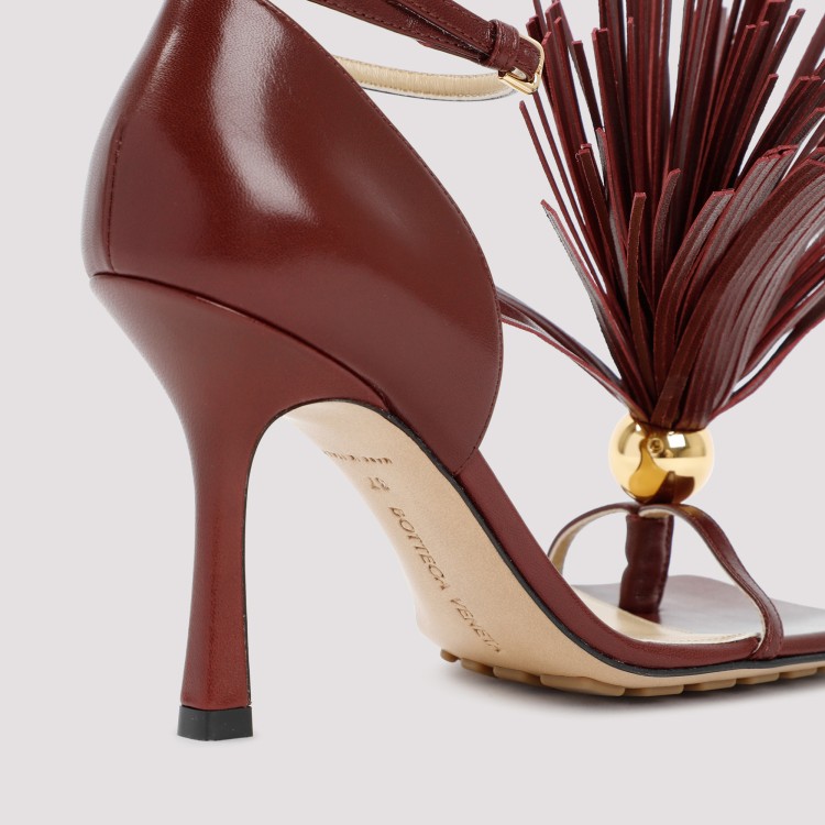 Bottega Veneta Maroon Leather Stretch Strap Heels In Black