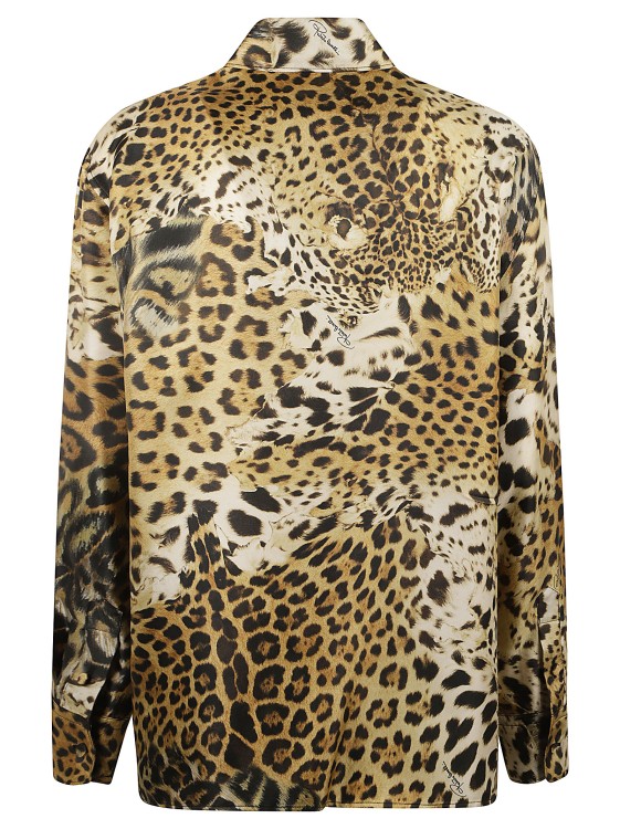 Shop Roberto Cavalli Beige Silk Leopard Print Shirt In Brown