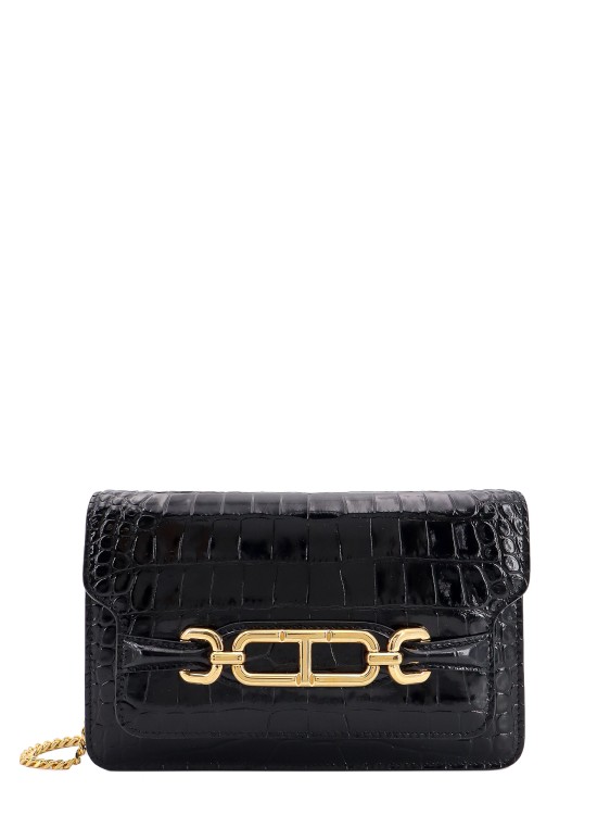 Shop Tom Ford Croc Effect Leather Shoulder Bag In Black