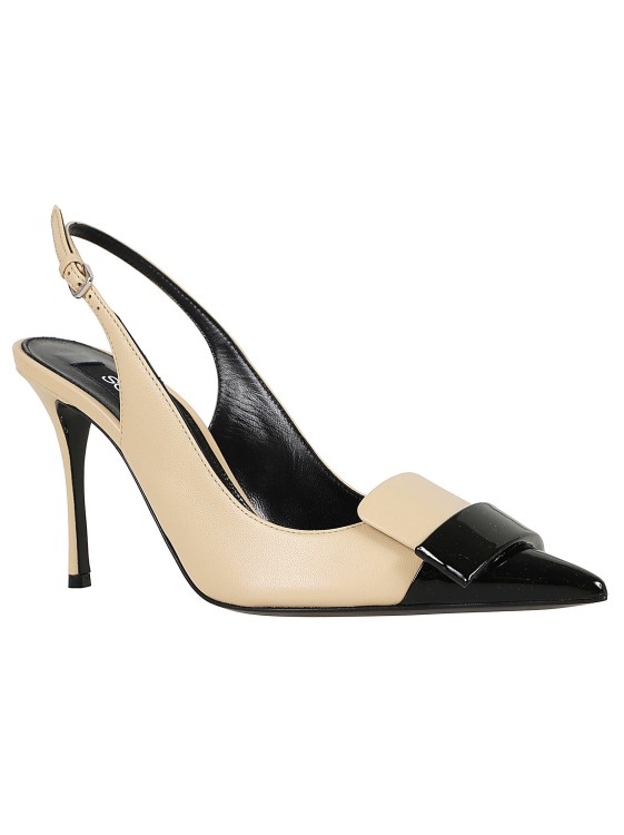 Shop Sergio Rossi Slingback In Leather And Patent Leather In Neutrals