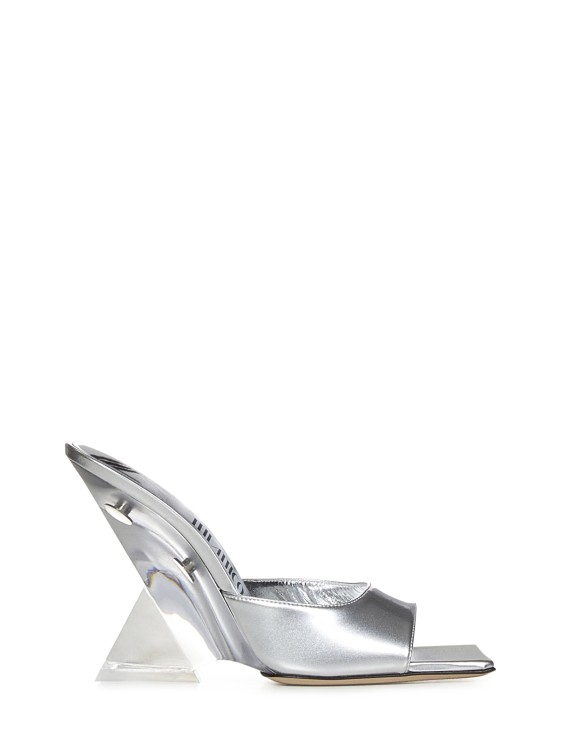 Shop Attico 'cheope' Silver Eco-paint Mules In Grey