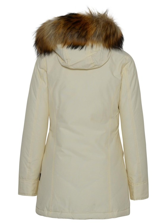 Woolrich Cotton Blend Parka With Fur-trimmed Hood In White