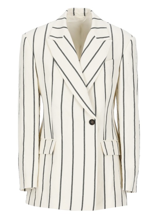 Brunello Cucinelli Embellished Linen And Cotton Blazer In Panama