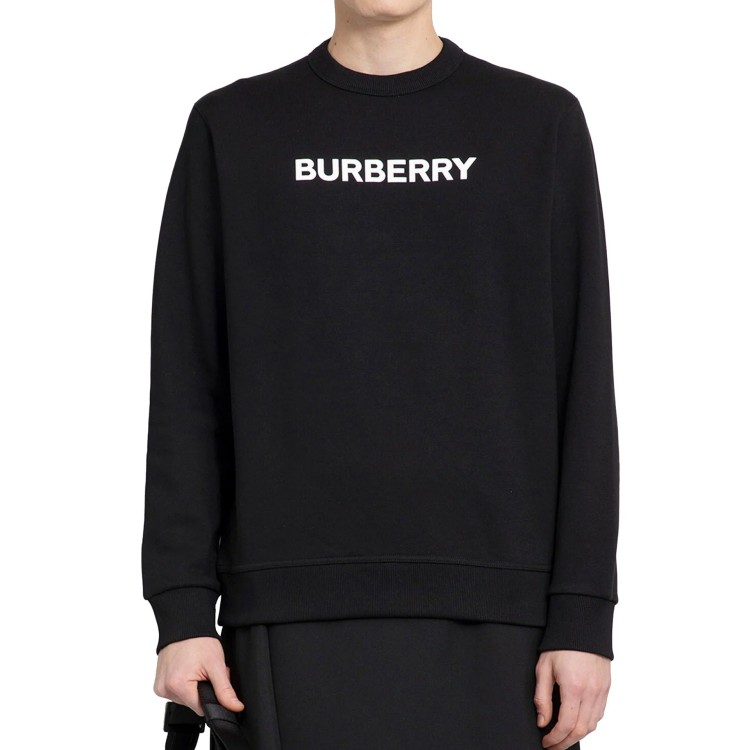 Shop Burberry Logo Cotton Sweatshirt In Black