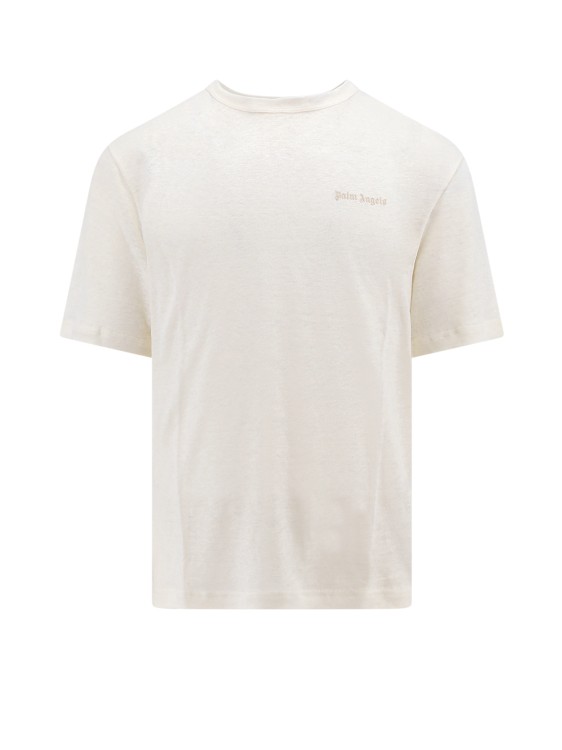 Shop Palm Angels Classic Logo Linen T-shirt In White