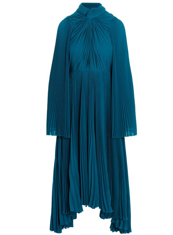 Shop Balenciaga Draped Dress In Blue