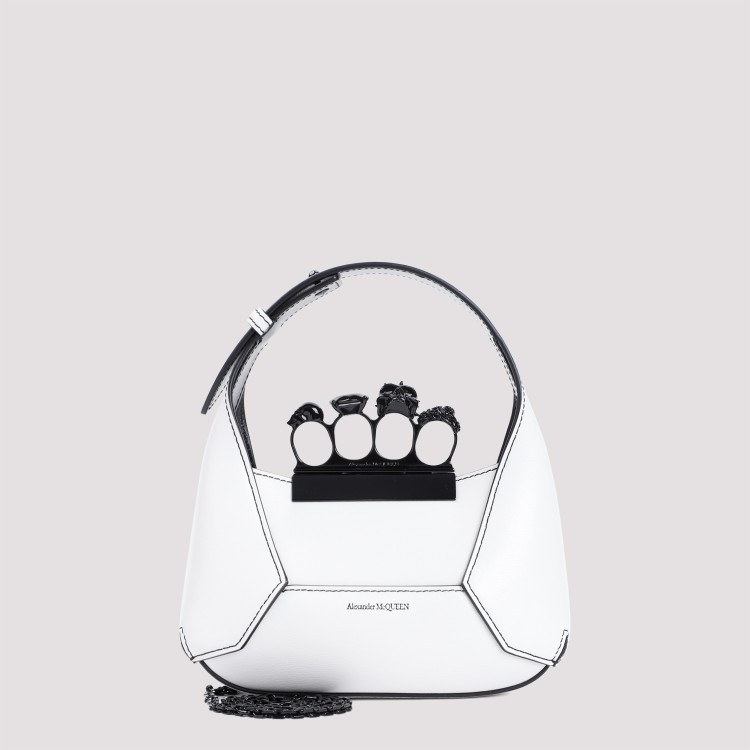Alexander Mcqueen Leather Jewelled Top-handle Bag In White