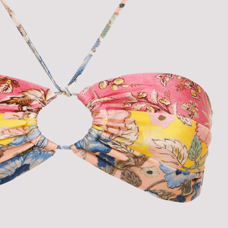 Shop Zimmermann Junie Panelled Halter Multicolor Polyamide Bikini In Burgundy