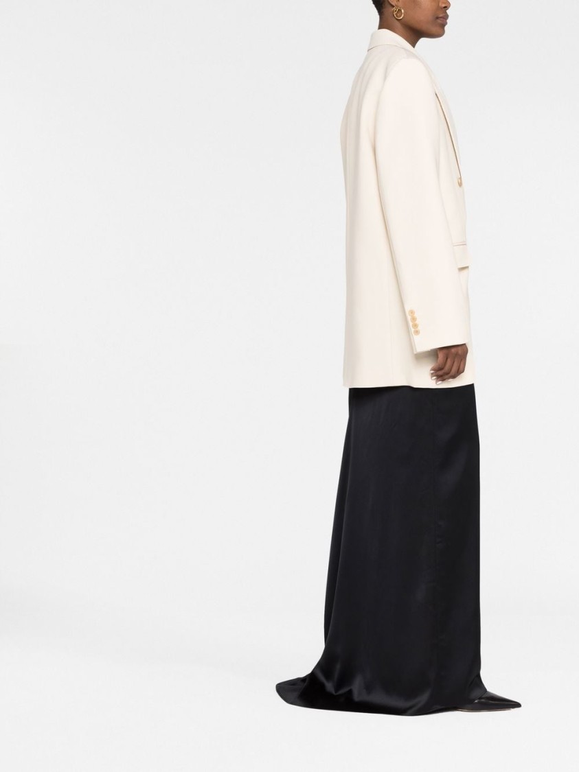 Khaite Wool Blend Double-breasted Jacket In Neutrals