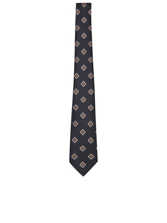 Kiton Black/ Beige Patterned Tie