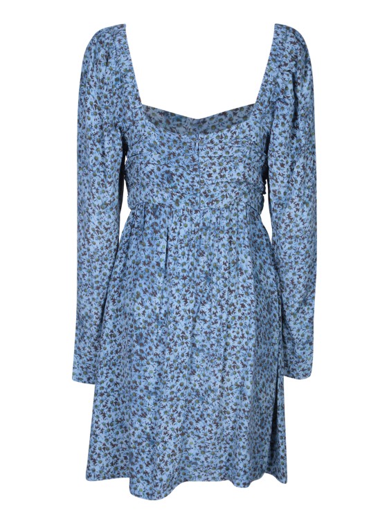 Shop Ganni Multicolor Square Neckline Dress In Blue